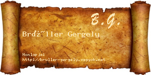 Brüller Gergely névjegykártya